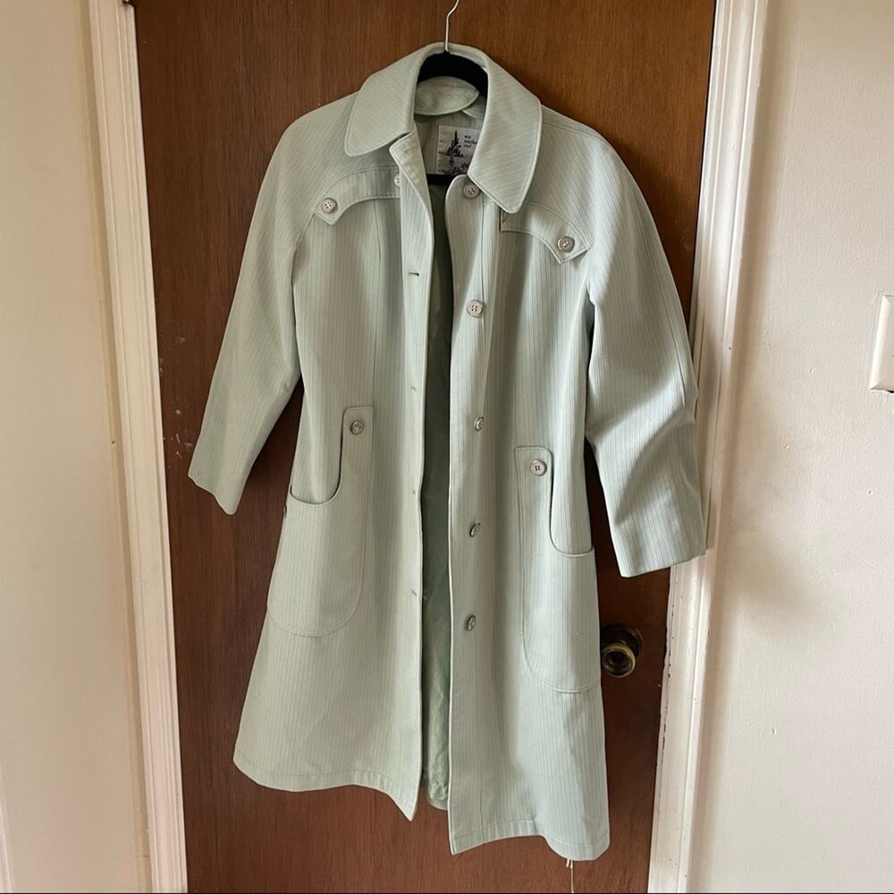 1960s mod mint raincoat green